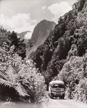A bus at Milford Sound