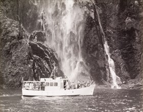 A tourist launch at Milford Sound