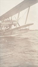 Flying boat called the Singapore tied to buoy in Lagos harbour