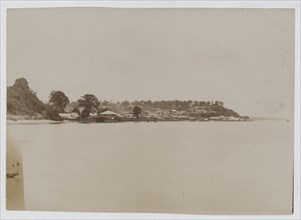 View of village across water