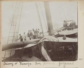 Police troop ship arriving at Kismayu