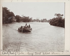 Barge towed by steamer, River Juba