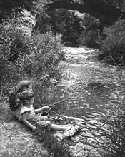 Barefoot Girls Fishing