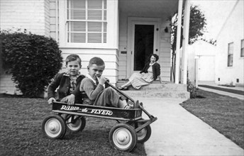 Two Boys And A Radio Flyer Wagon