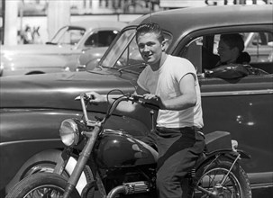 1950s Youth On A Motorcycle