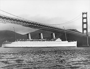 Cruise Ship Under SF Bridge