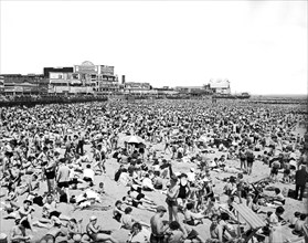 Crowds At Coney Island Beach