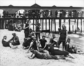 Men Bathers By The Boardwalk