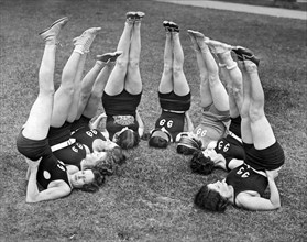 Members of the Elkettes do their daily exercises