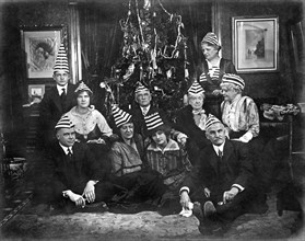 A family with an interesting Christmas tradition of strange hats
