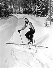 A Woman Cross Country Skiing