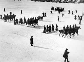 Soviet Soldiers Skijoring