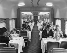 Diners In Railroad Dining Car