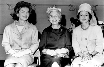 Washington, D.C.   May, 1962.
Mrs. Jacqueline Kennedy, Mrs. Wallace Bennett of Utah, and Lady Bird
