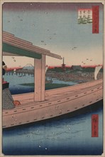 Distant view of Kinryu¯zan Temple and Azuma Bridge (Azumabashi kinryu¯zan enbo¯) 1857