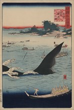 Whale hunting at the island of Goto in Hizen (Hizen goto¯ kujiraryo¯ no zu) 1859