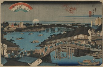 Evening glow at Ryogoku Bridge. 1840