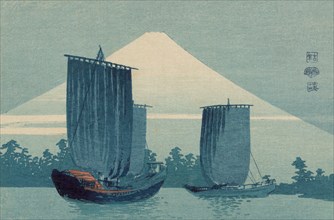 Sailboats and Mount Fuji. 1910