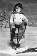 Canadian girl with snowshoes