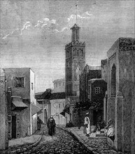 Mosque and street in tangier