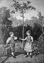 Children playing adam and eve