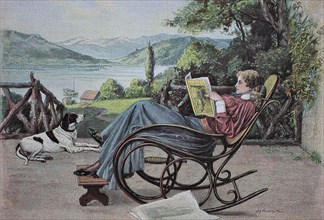 Woman reading a newspaper