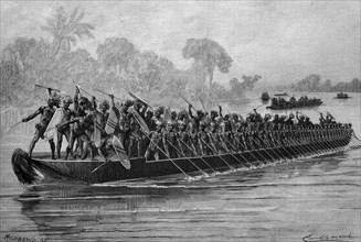 Large war canoe