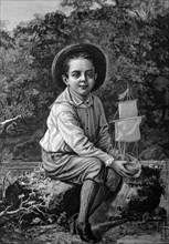 Child with a model ship