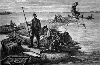 Fishermen on an island