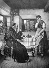 Priest teaching young woman