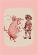 Pig on Hind Legs and Little Girl 1900