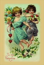 Two Angel Girls With Flowers
