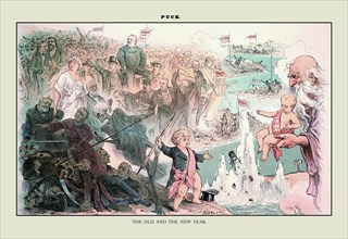 Puck Magazine: The Old and the New Year 1886