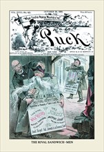 Puck Magazine: The Rival Sandwich-Men 1885
