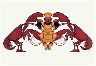 Chef and a Pair of Lobsters 1925