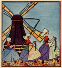Dutch Girls Knitting 1929