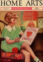 Little Girl sews a Valentine 1936