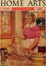 Young Mother Sews up a Turkey 1936