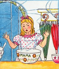 Goldilocks tries Mama bear's porridge 1938