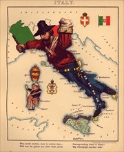 Anthropomorphic Map of Italy 1868