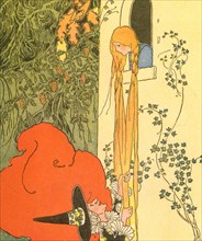 Witch Pulls on Rapunzel's hair 1910