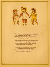 Three little boys or chums hold hands 1875