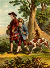 Hunting in Germany with  a tag along Monkey & Dog 1880