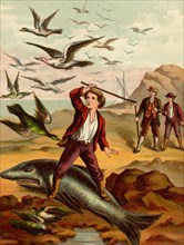 Chasing Birds from a Beached shark 1880