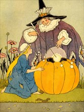 Fairy God Mother places wand over Pumpkin  1910