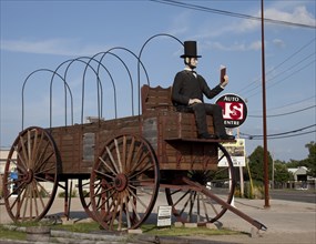 Abe Lincoln sits on a wagon, Route 66, Lincoln, Illinois 2006