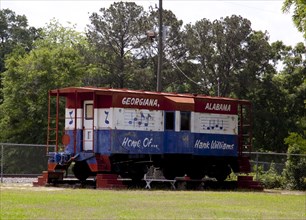 Train car at boyhood home of Hank Williams, Georgiana, Alabama 2010