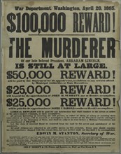 Poster Reward for the Capture of the Lincoln's murderer 1865