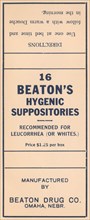 16 Beaton's Hygenic Suppositories 1920
