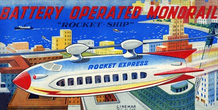 Battery Operated Monorail "Rocket Ship" 1950